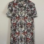 Moon River Anthropologie Floral A-Line Dress Button Tie Flutter Sleeve Size M Photo 3