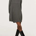 Mango NWOT Tie Back Printed Dress with Balloon Sleeves Black White Geo US 10 Photo 0