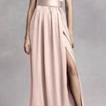 NWT Vera Wang White Dress One Shoulder Blush Pink Satin Formal Gown Size 10 NEW Photo 0