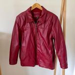 Vintage Leather Collared Zip Up Jacket in Cherry Red Size L Photo 1