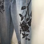 PacSun  Floral Embroidered Distressed Denim Mom Jeans Elevated Modern Style Photo 4
