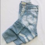 Free People  Pinstripe Moto Skinny Jean Distressed Light Wash 25 Photo 0