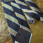 Brooks Brothers Vintage Silk Tie Blue And Gold Striped 58 inches Photo 1
