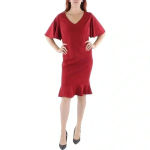 Kasper | Red Wine Fit & Flare Silhouette Ruffle Hem Cocktail Midi Dress Size XXL Photo 4