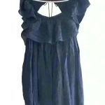 Free People  Women's Hailey Cotton Ruffle Short Sleeve Mini Dress Navy M $148 NWT Photo 0