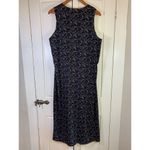 Vtg Notations Long Maxi Dress Medium Black Print‎ Retro Lagenlook Modest Coastal Photo 2