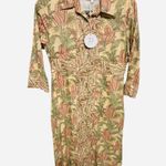 Victoria Dunn Button Down Midi Shirt Dress Peach Colored Floral Size Small NWT Orange Photo 0