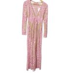For Love & Lemons  NWT Embroidered Maxi Dress Pink Women’s Size Small Mesh Nude Photo 2