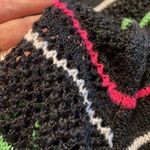 Poof! POOF medium black knit crochet sweater with neon pink and green stripes Photo 11