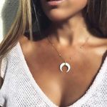 White Horn Boho Drop Choker Necklace Gold Photo 0