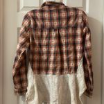 Sky & Sand Orange/Blue Plaid Lace Accent Button Up Photo 8
