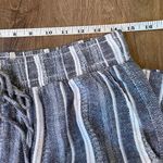 Briggs linen blend pants blue striped drawstring elastic waist Women’s size M Size M Photo 9