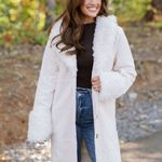 These Three Boutique Faux Fur Trench Coat - Ivory Photo 0