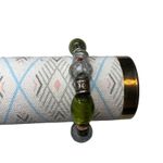 Artisan Beaded Bracelet 7" Green Clear Glass Art Bead  Jewelry Silver Tone Photo 1