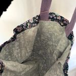 Laura Ashley purple green floral tote bag large capacity cargo cotton Photo 6