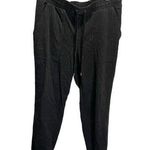 Nine West Tie Waist Jogger Black Metallic Pin Striped SZ L Career Mid Rise Photo 0