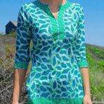 Gretchen Scott  Tunic Top Tropical Resort Wear Leaf Pattern Blouse Sz Small Photo 0