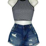 Women’s Navy Blue White Stripe Sleeveless Crop top, Sz Small Photo 5