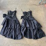 Vintage 80s Black Sweetheart Strapless Ruffles Bow Sequin Tiered Prom Dress SM Photo 6