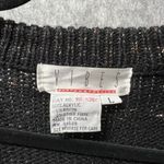 Vintage 80s Chunky Cardigan Womens‎ Large One Button Black Gold Shimmer Vibes Photo 3