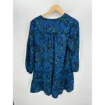 Time And Tru  Knee Dress Women Medium Blue Green Paisley Boho Peasant Ruffle Photo 1