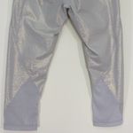 Zella Womens Cropped Leggings Shimmer Metallic Mesh High Waist Sliver| SMALL Photo 3