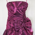 Vintage 80s Magenta Ruffle Bow Formal Mini Dress Purple Size XS Photo 4