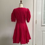 HOUSE OF HARLOW 1960 Linen Puff Sleeve Lace Front Mini Dress Fit & Flare Size 6 Pink Photo 3