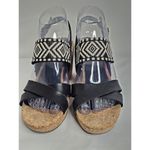 BOC Calissa Leather/Fabric Platform Sandal Black/White Tribal Strap Heel Size 8M Black Photo 2