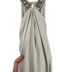 ASOS  Embellished Halter Maxi Gown Keyhole Back Light Gray Size 12 Wedding Guest Photo 12