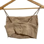 ZARA Cropped Tank Top Ruched Corset Style Square Neck Khaki Brown Size XS Photo 4