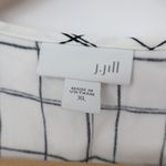 J.Jill White Black Grid Print 3/4 Sleeve Blouse Shirt Top Women's XL Photo 2
