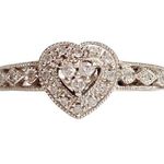 10K 10KT WHITE SOLID GOLD ROUND DIAMOND HEART RING SIZE 7 Anniversary BAND Photo 0