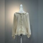H&M Cream Chiffon Flounce Wide Fit Blouse Size M EUC Photo 1