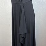 Vicky Tiel Womens Wrap Dress S Small Black Jersey Midi High Low Short Sleeve Photo 2