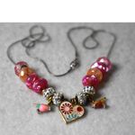Source Unknown Summer Fun Flower Heart/ Bird Charms Rhinestone Accent Multi Color Bead Necklace Photo 1