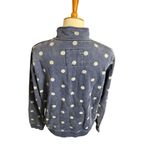Boden Half Zip Mock Collar Blue with Gray Polka Dots Pullover Sweatshirt Size 14 Blue Photo 3