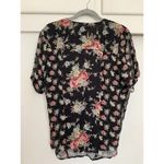 Amanda Smith ‎ Size Small Black Floral Vintage Short Sleeve Women's Tops Photo 4