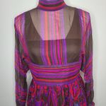 Vtg 60s Mollie Parnis Boutique New York Silk Paisley Chiffon Pleated Maxi Dress Purple Size undefined Photo 1