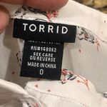 Torrid  Size 0 White w Bunnies Chiffon Button‎ Up Ruffled Front Shirt Photo 3