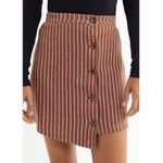 Urban Outfitters NWT  Size M Brown and White Pinstriped asymmetrical mini skirt Photo 1