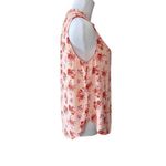 Loft Sleeveless Peach Floral Ruffled Tie Front Blouse XS Cotttage Soft Girl NWT Photo 1