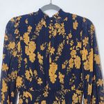 Nanette Lepore Navy and Gold Floral Dress NWT Sz 14 Pleated Wedding Guest Dress Photo 6