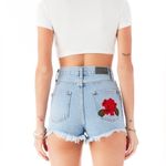 LF Carmar Adamite Rose Embroidered Denim Shorts Size 23 New With Tags Photo 2
