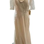 LanTing Bride Women's White Lace Chiffon Wedding Dress Off Shoulder size 10 Size M Photo 0