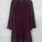 Max Studio Tiered Peasant Prairie Dress Women XS Burgundy Cottage Victorian Boho Photo 0