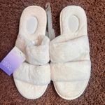 Stars Above Plush Slippers Fuzzy Slide Open Toe Comfy Cozy Cream Size 11 Photo 1