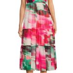 Badgley Mischka NWT Belle  Remi Georgette printed strapless one-sleeve midi dress Photo 0