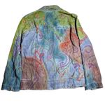 Vtg 1990s Chico's Watercolor Dye Floral Embroidered Blue Cotton Denim Jacket 1 M Size M Photo 1