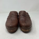 UGG  Australia Vivica Brown Leather Clogs Mules Chunky Wood Sole Woven Size 8 Photo 1